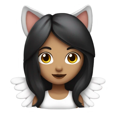 A female angel with long black hair and cat ears sticker
