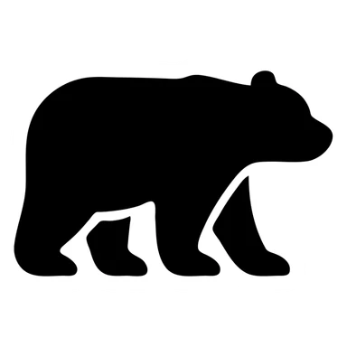 bold and minimal bear, solid filled icon style sticker