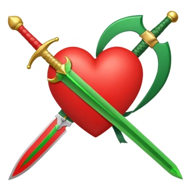 a red heart pierced by a green sword, with the text 'MODS' on a white ribbon sticker