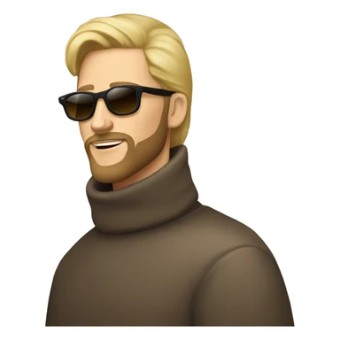 Blond man with beard wearing a mink coat, sunglasses, and a high neck turtleneck sticker