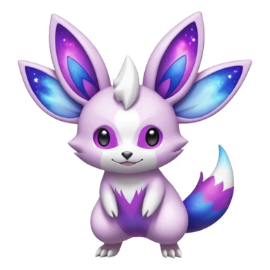 Shiny White with Violet and Indigo markings and nebula markings Minccino-Zangoose-Pokémon-Fakémon-fusion-hybrid-creature sticker