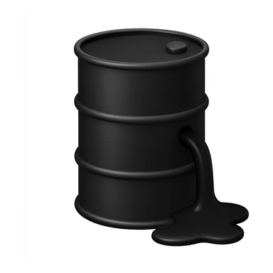 Сгенерируй мне в стиле эмоджи эпл черную бочку из которой немного вытекает нефть. На пнг фоне, без надписей sticker