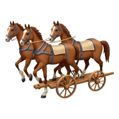 two horses pulling a cart, isometric view sticker