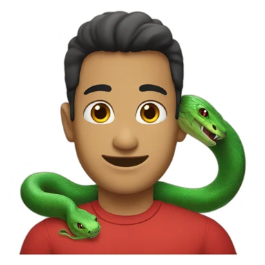 snake with black hair on the head and wearing a red shirt sticker