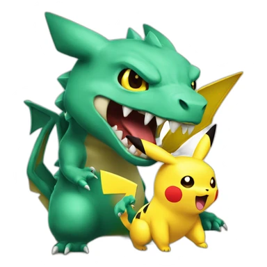 Dracofeu fessant un chek a pikachu sticker