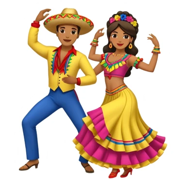 Colombian salsa dancers with colorful traditional outfits, dancing energetically with festive poses sticker