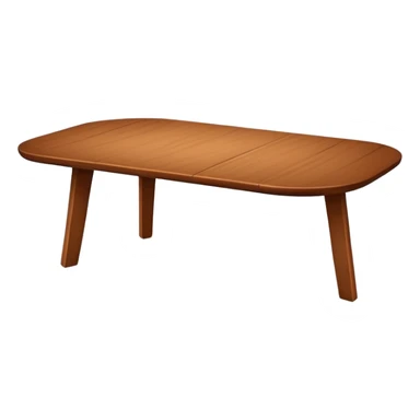 A simple, angled wooden table matching the same style and perspective as the ‘🪑’ chair emoji, with warm medium-brown color, minimal shading, rounded edges, clean lines, slightly 3D, white background. sticker