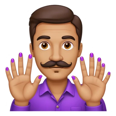 Mustachioed man with purple fingers sticker