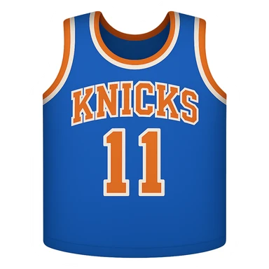 new york knicks basketball jersey featuring the number 11, twitter emoji style sticker