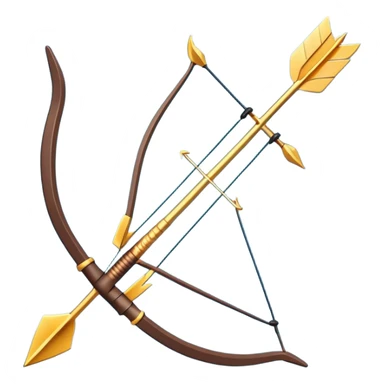 Clash of Clans aesthetic: Cinematic Playful Pixel 3D isometric  Bow & Arrow Emoji, rendered in a 3D vector-style similar to standard emojis with minimal shading and bold, simplified shapes. A compact, distinct form with signature details, softly glowing with a pixelated adventure charm. Simplified yet unmistakably iconic, highly detailed and consistent, glowing with a soft radiance and high shine. Stylized with a touch of classic pixel-art charm and a soft glowing outline, capturing the essence of a beloved gaming relic with a friendly, playful manner! sticker