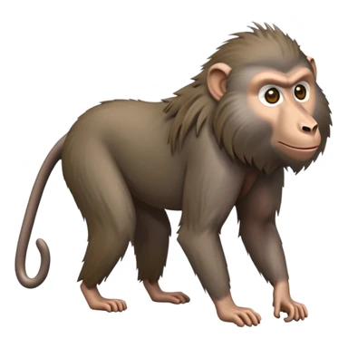 cinematic-hairy baboon-full-body-standing on all fours-emoji,-head-tilted-dramatically,-thick-grey-and-brown-fur,-simplified-yet-realistic-focused-features,-highly-detailed,-glowing-with-an-almost-sarcastic-glow expressive eyes sticker