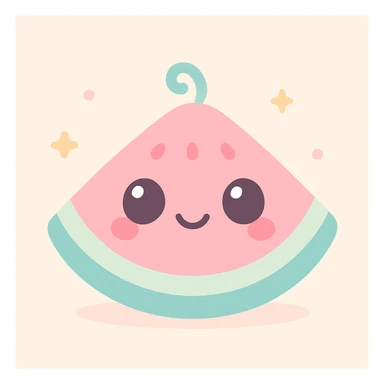 watermelon with cute face, kawaii style, no text sticker