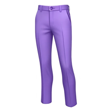 A 3D cartoon lavender-purple formal pant with visible seams and buttons, soft shading, isolated plain background, Memoji-style. sticker