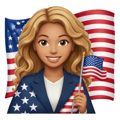 Beyonce with holding an american flag sticker