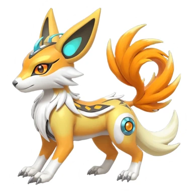 Tribal Exotic Meloetta-Lombax-Renamon-Protogen-Palkia-hybrid-fusion-Fakémon-creature, full body sticker