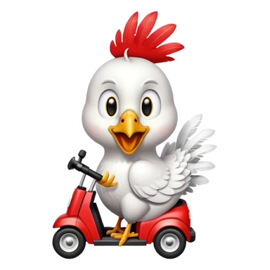 Chicken singing happy birthday riding a golf cart sticker