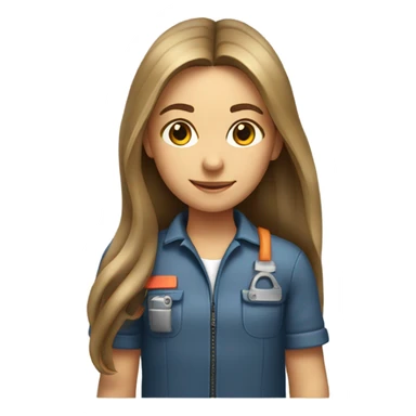 girl mechanic with long hair holding an engine  sticker