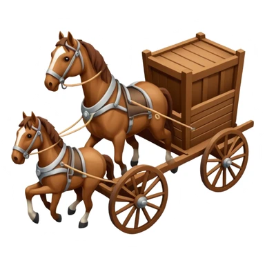cart being pulled by horses, isometric sticker