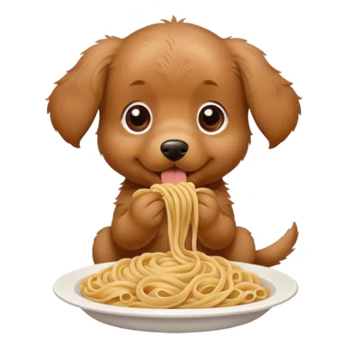 Brown puppy doodle eating pasta  sticker