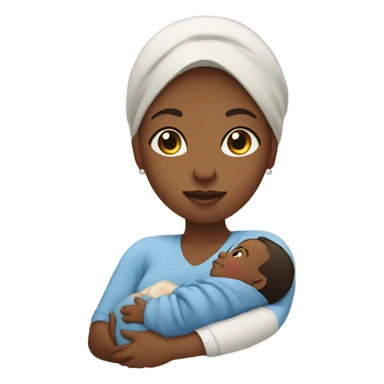 Black mom holding newborn son  sticker
