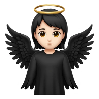 Créé un emojis avec une tenue complète d'ange et des ailes noir de demon sticker