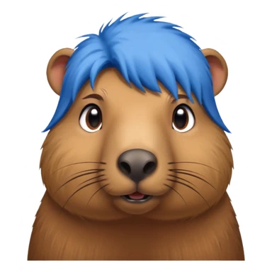 Capybara with blue head hair, standing sticker
