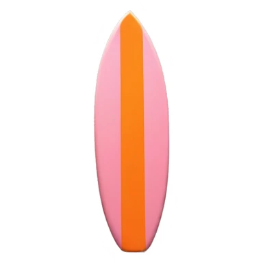 baby pink and orange surfboard by itself , no shadow with thin orange line down the middle sticker