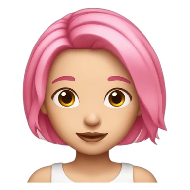 Cute girl with pink medium length hair sticker