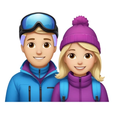 blonde guy with chubby brunette girl in ski 🎿 resort sticker