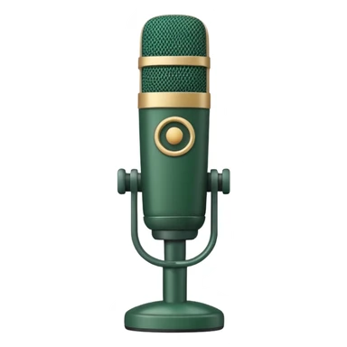 dark green radio microphone with light beige accents, no silver details, front view, Apple emoji style, no text sticker