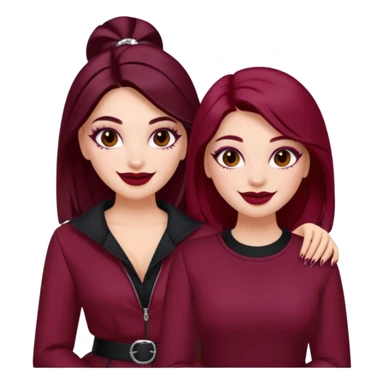 Boujy baddie best friends, fair skin, trendy heavy makeup, burgundy clothes sticker
