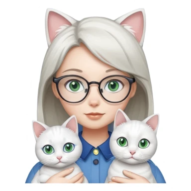 Deci .. fetița sa aibă ochii grii spre albastru ,pisica alba ochii verși ,iar a doua pisica ochii albaștrii fata ochelari  sticker