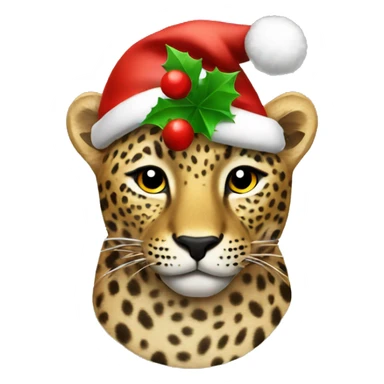 leopard with christmas hat on sticker