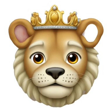 León con una corona señalando sticker