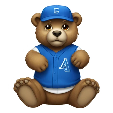 Bear cub with blue baseball cap sticker