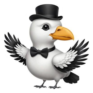 a white crow with a bowtie sticker