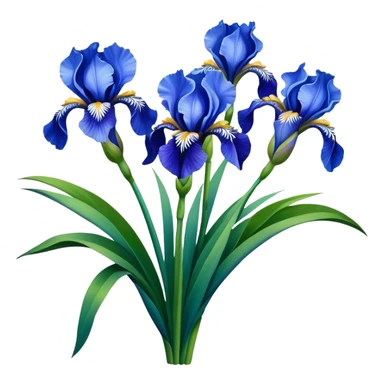 big bouquet Sky Blue Iris, luxuriant, leaf, bud sticker