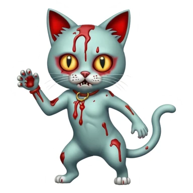 bloody  zombie cat full body with action pose sticker