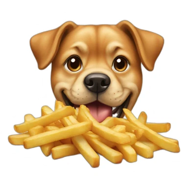 dog eating fries sticker