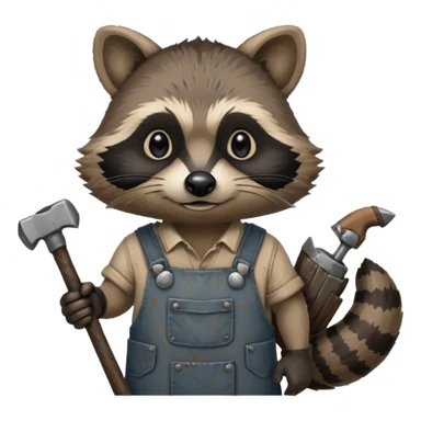dirty blacksmith racoon holding hammer sticker