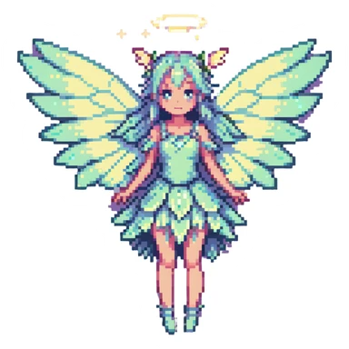 fairy with glowing wings, pastel palette sticker