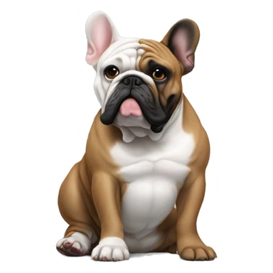 englisch Bulldog sitting next to black frenchie sticker