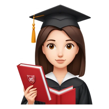 A brunette girl wearing a Bachelor of Science degree and holding an MIT acceptance letter. sticker