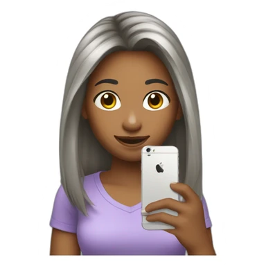 strigth hair withe skin girl playing with a cellphone sticker