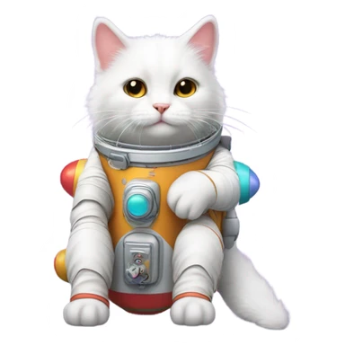white cat rocket sticker