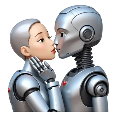 human kisses robot sticker