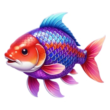 color gradient between red and purple glitter cute happy carp sticker