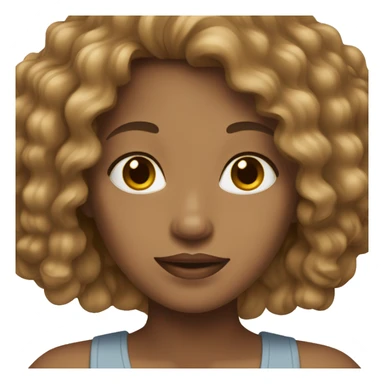 woman light brown skin long dark curly hair sticker