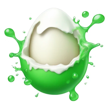 green long emoji with a eggshell white liquid bursting out of it sticker