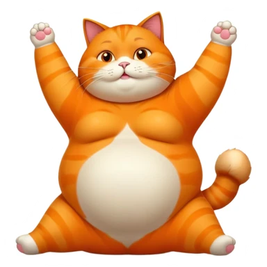 Fat cat stretching with big belly sticker